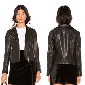 ALLsaints Dalby Black Leather Biker Jacket XS 2